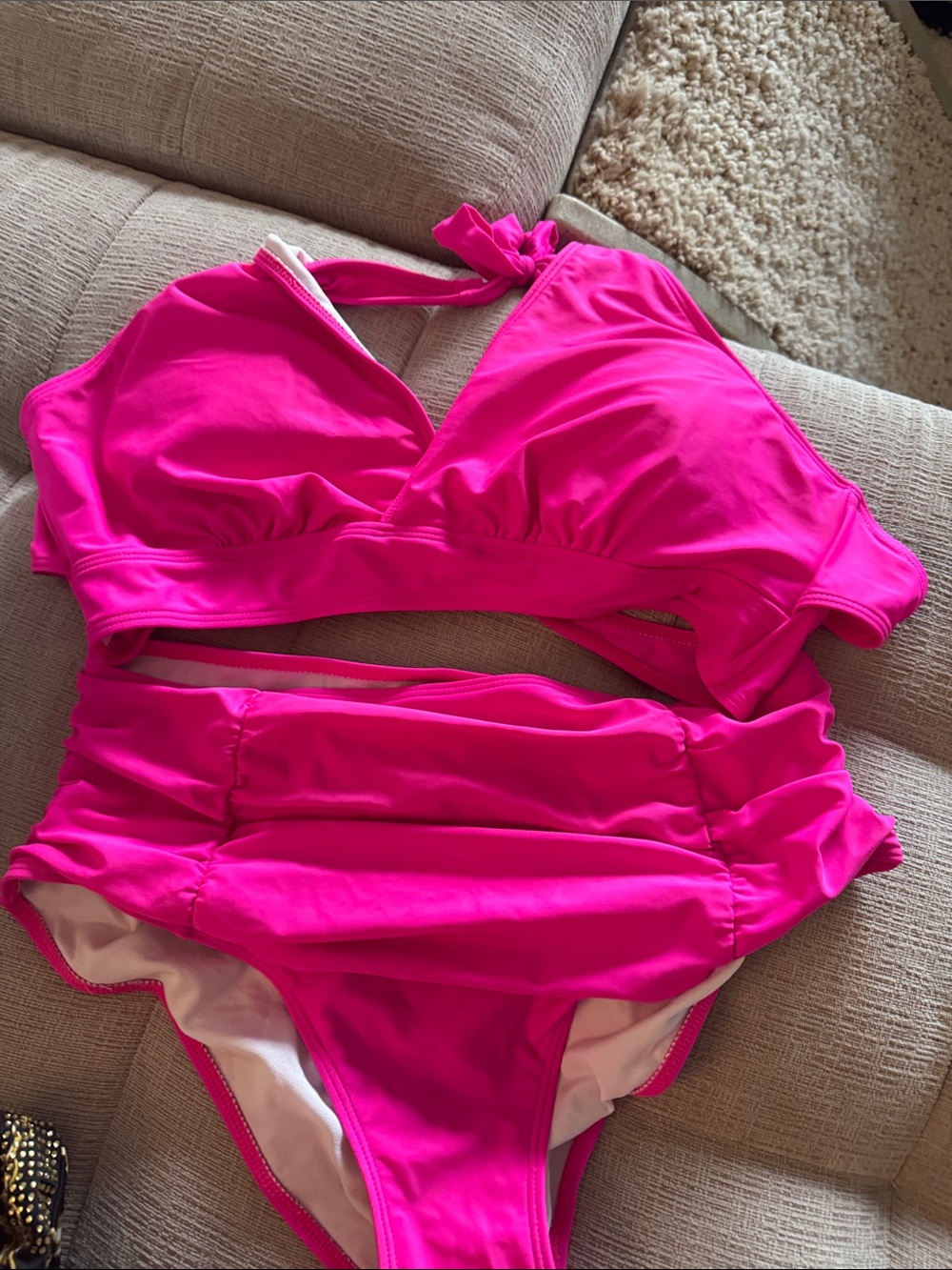 Hot Pink Two-Piece Swimsuit Set